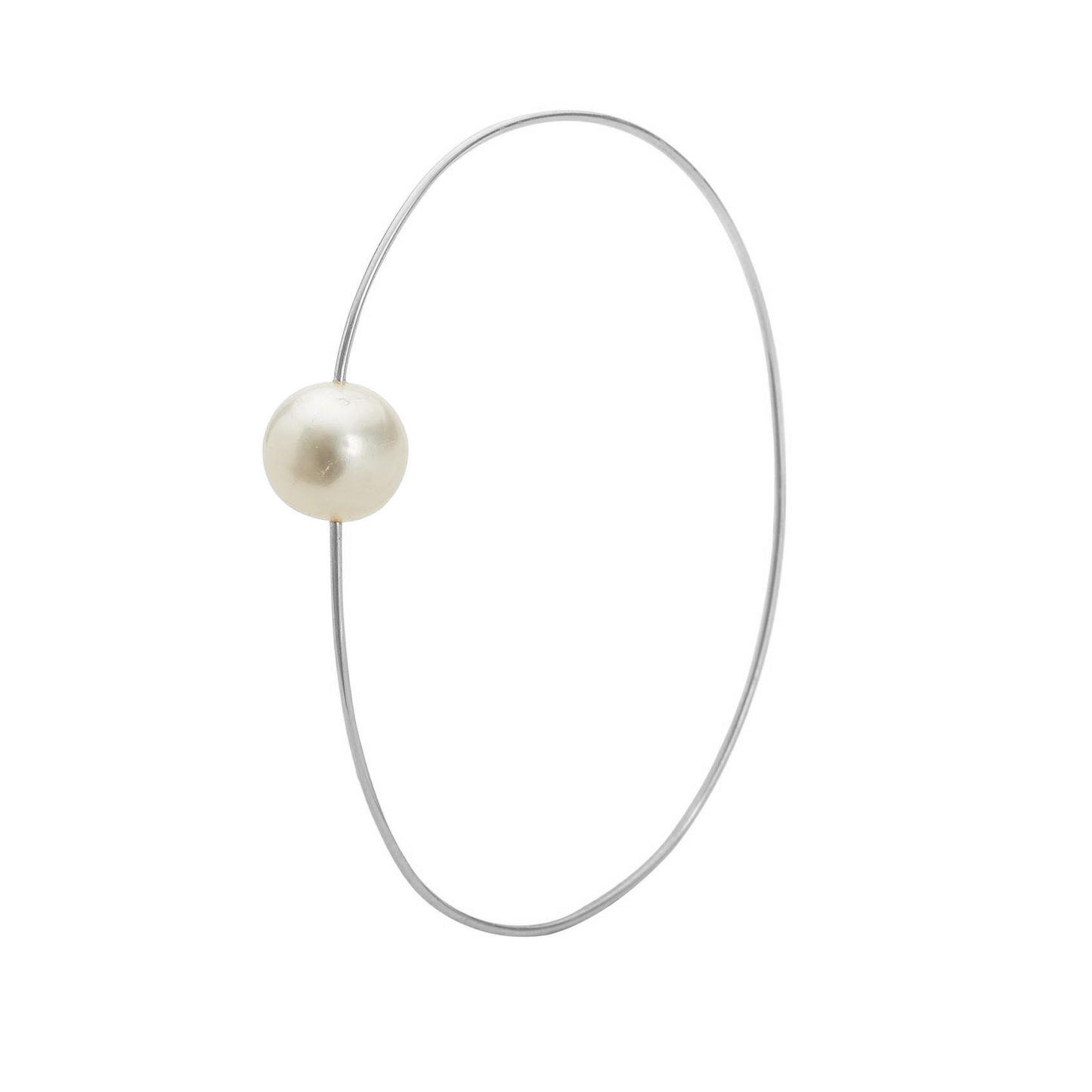 Oval Bangle with Round Freshwater Pearl