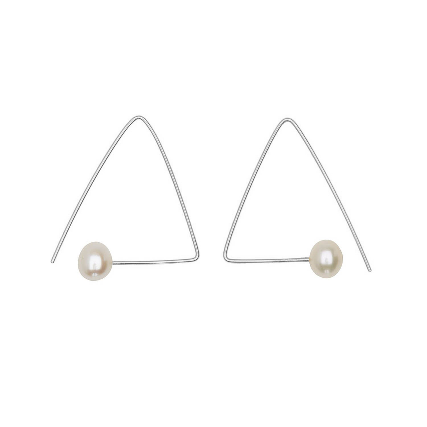 Petite Triangle Lobe Huggers with Round Freshwater Pearls