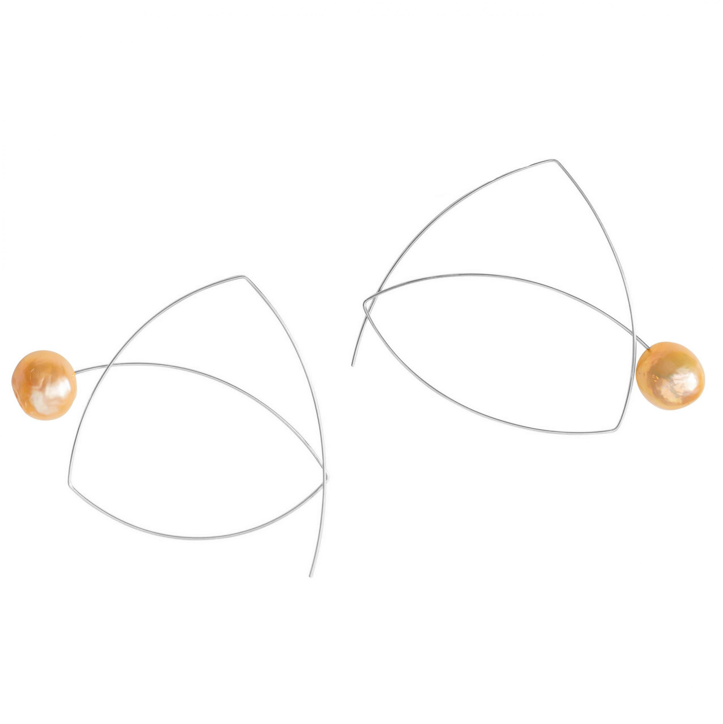 Pointed Triangle Large Earrings with Ripley Peach Freshwater Pearls