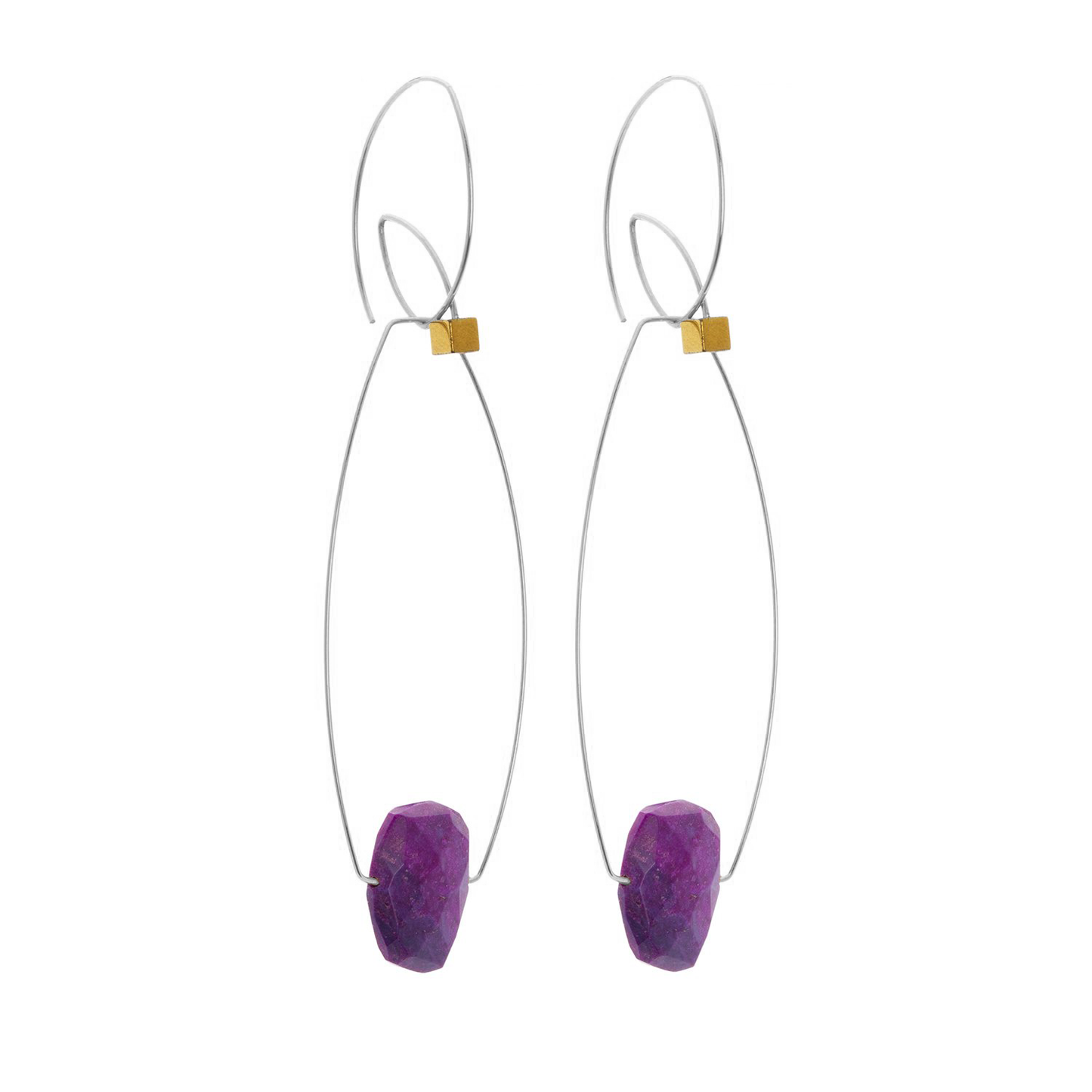 Multi Wear Earrings with Purple Turquoise and Hematite (hand-cut gem colour options)
