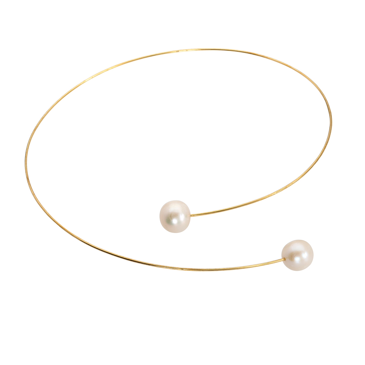 Round Asymmetric Neckwire with Round Freshwater Pearls