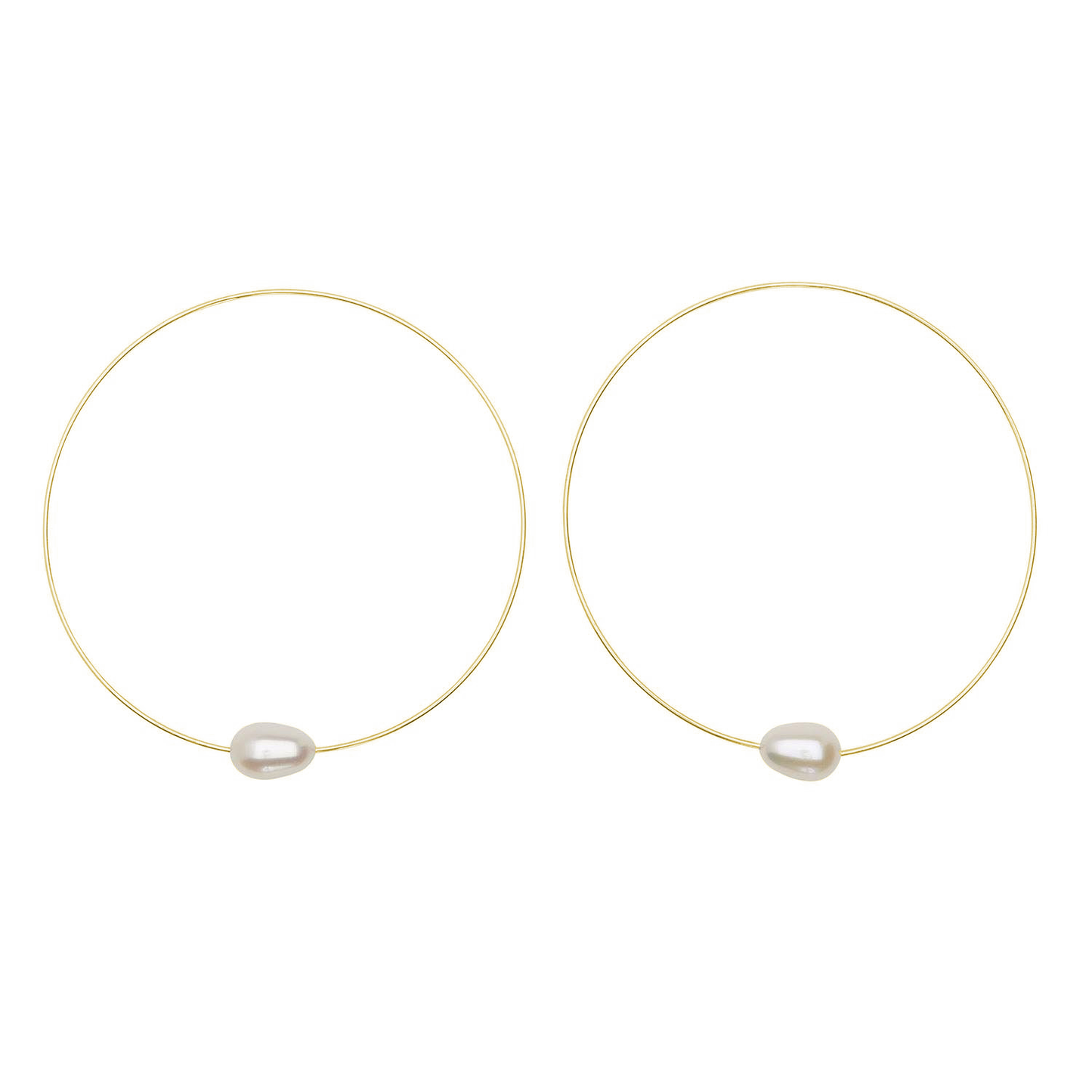 Medium Round Hoops with Oval Medium Round Hoops with Oval Freshwater Pearls