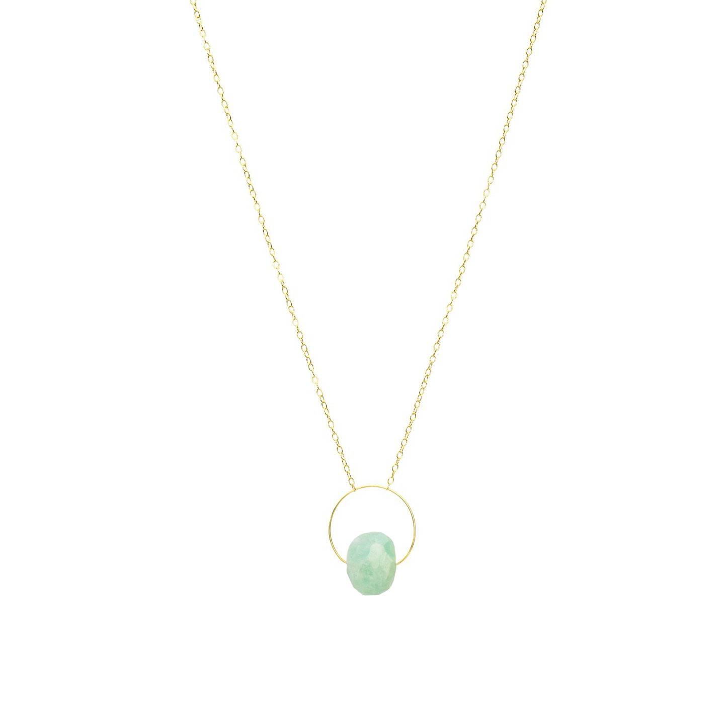 Petite Circle Pendant Necklace with hand-cut precious gem options