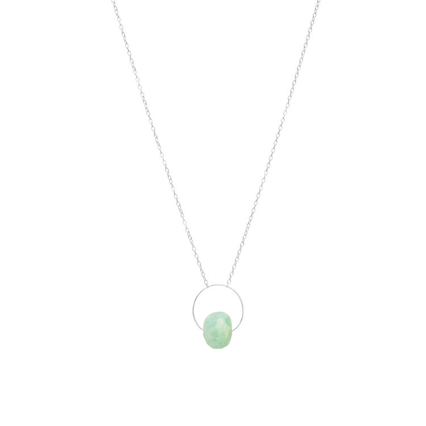 Petite Circle Pendant Necklace with hand-cut precious gem options