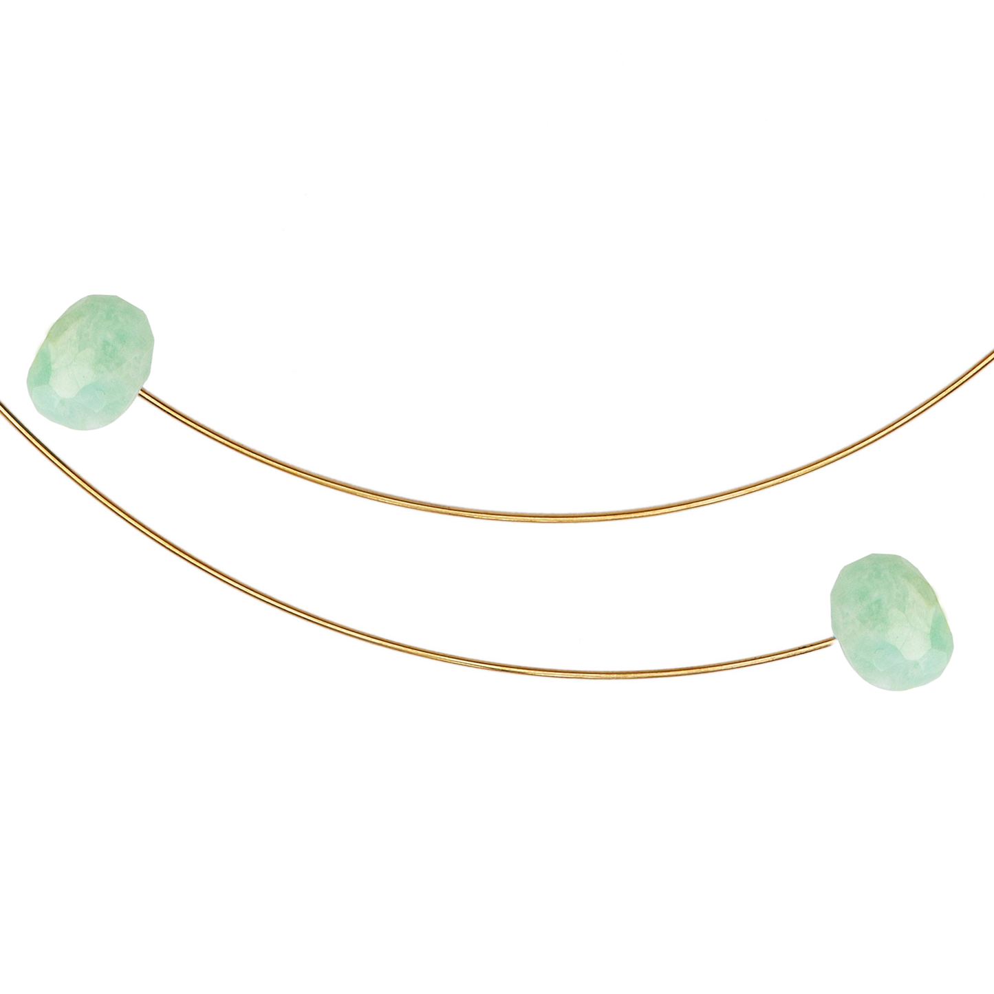 Asymmetric Neckwires with hand-cut gemstones