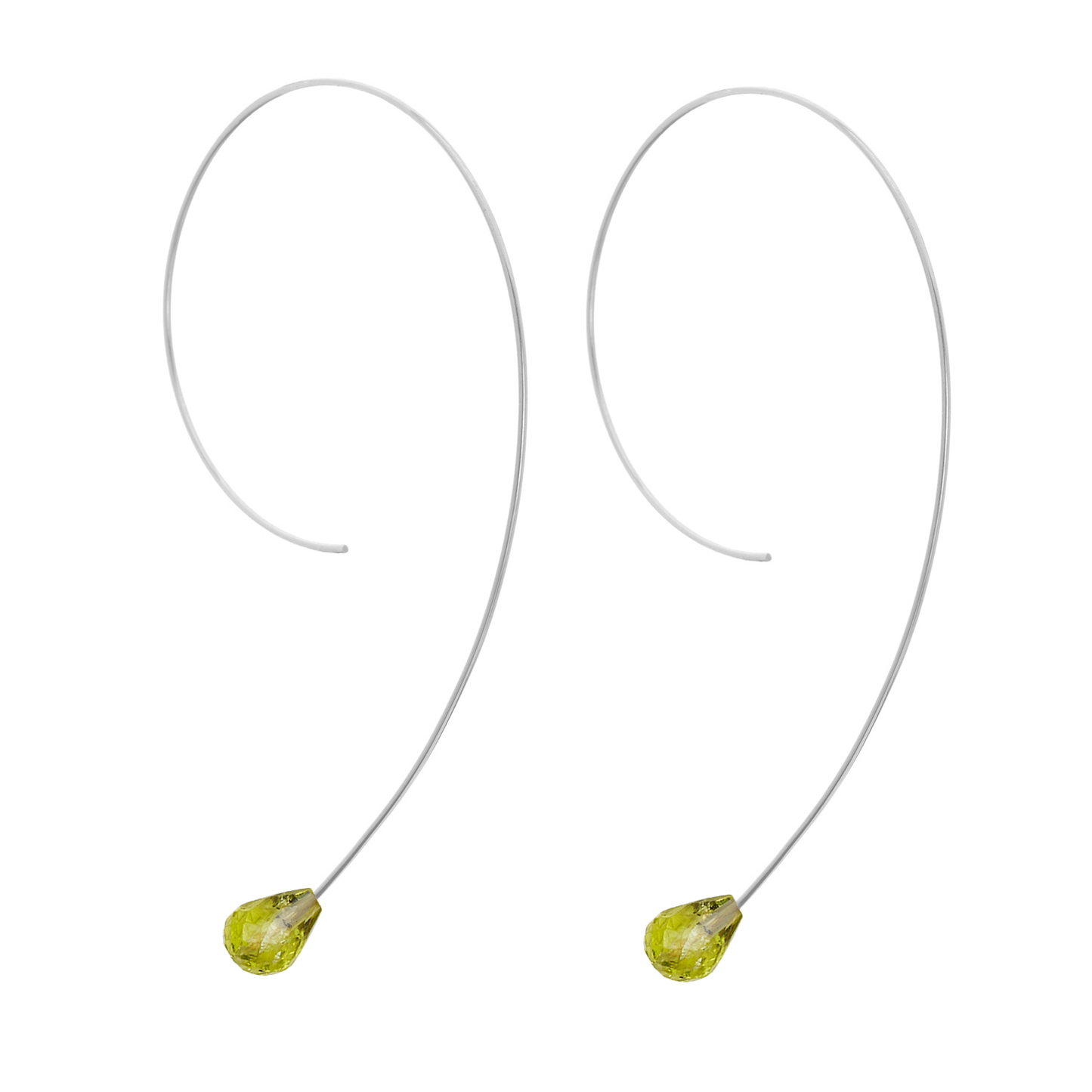 Long Loop Earrings with Drop Gems