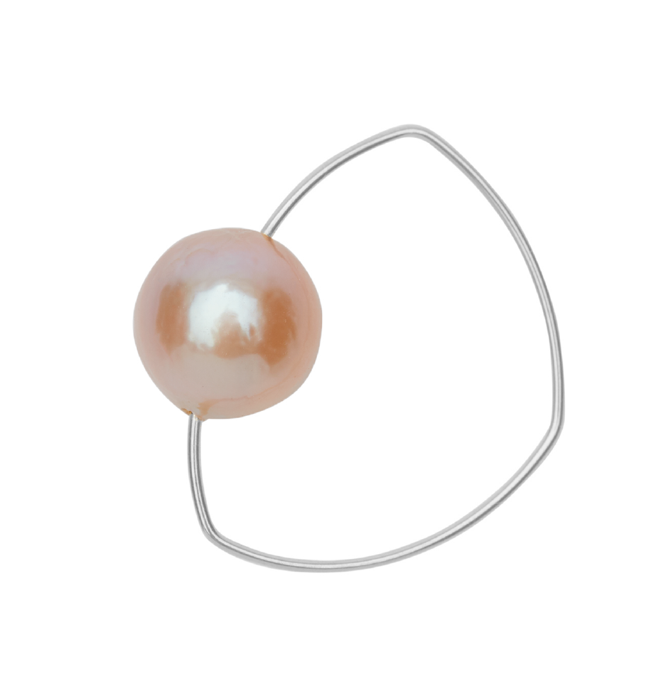 Triangle Ring with Peach Ripley Baroque or Freshwater Pearl (14mm)