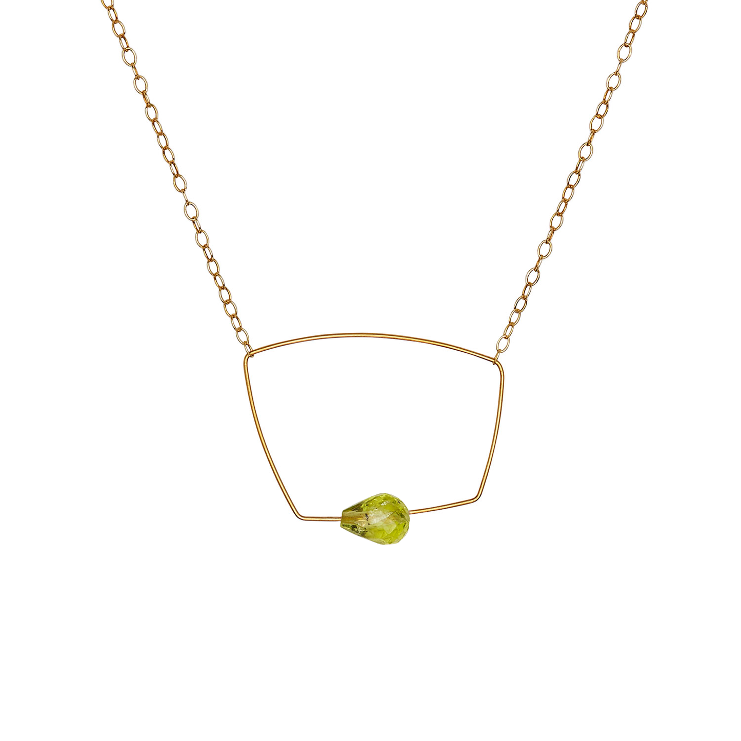 Asymmetric Square Pendant Necklace with hand-cut Gemstones