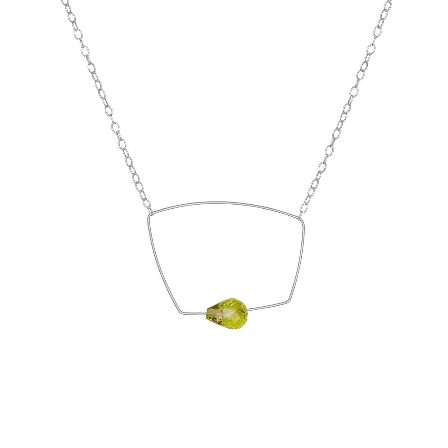 Asymmetric Square Pendant Necklace with hand-cut Gemstones