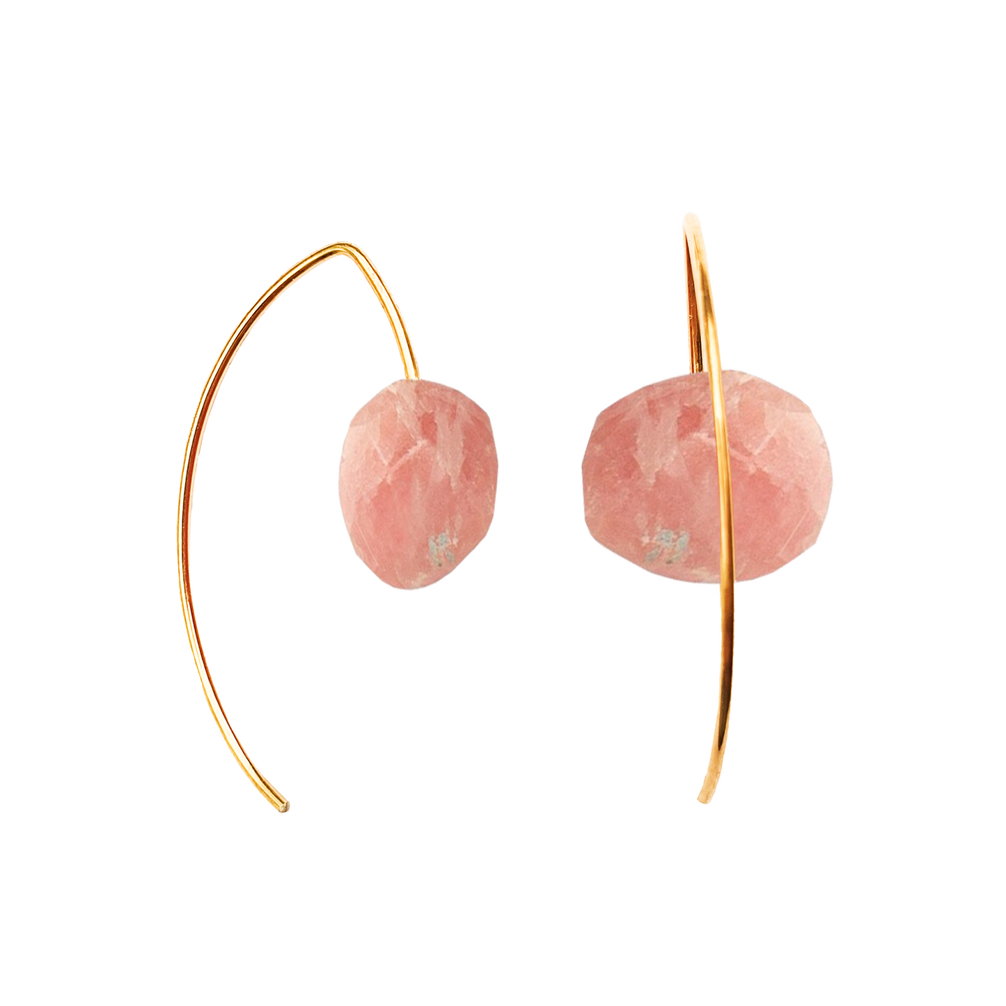 Short Curve Earrings with Hand-cut Precious Gemstones