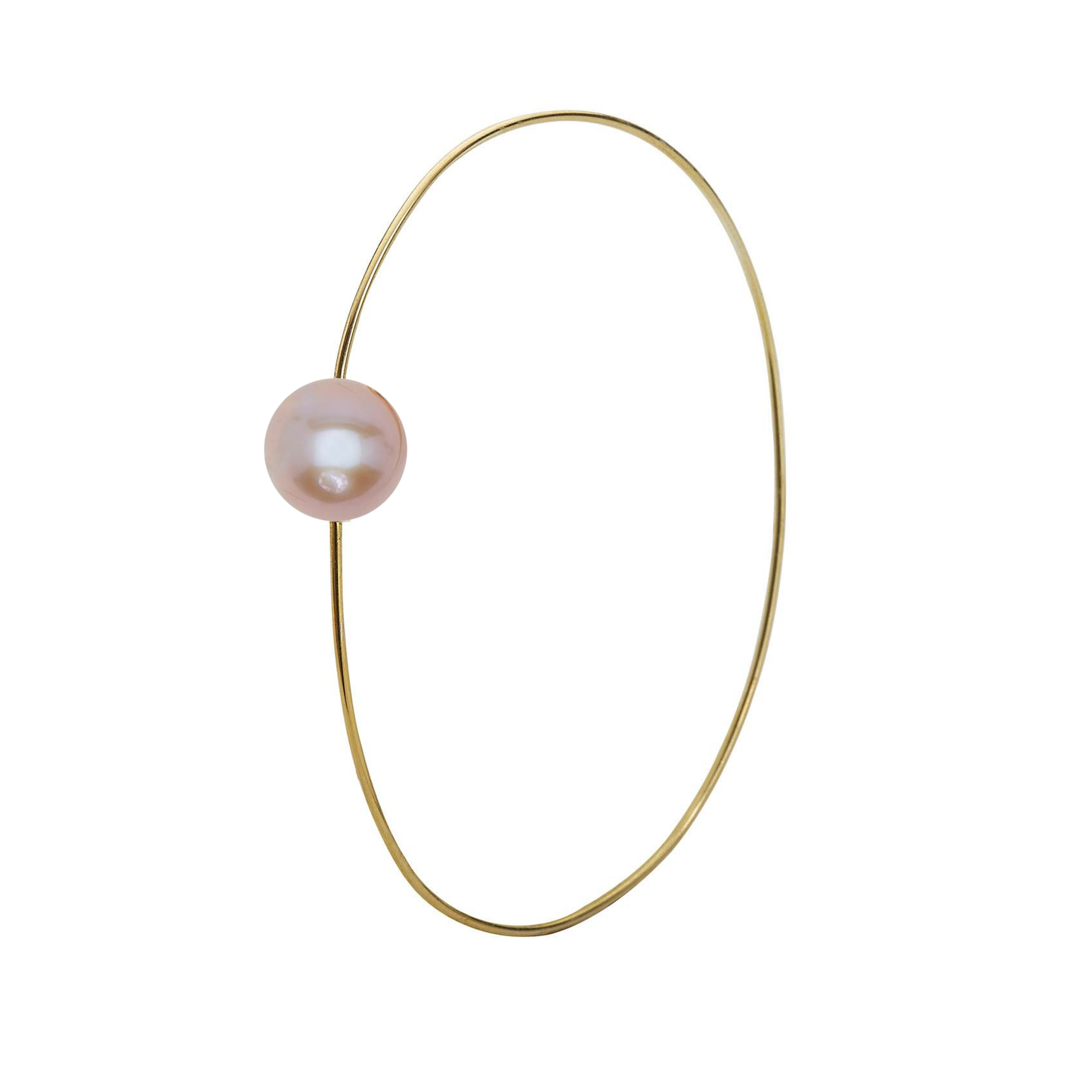 Oval Bangle with Round Freshwater Pearl