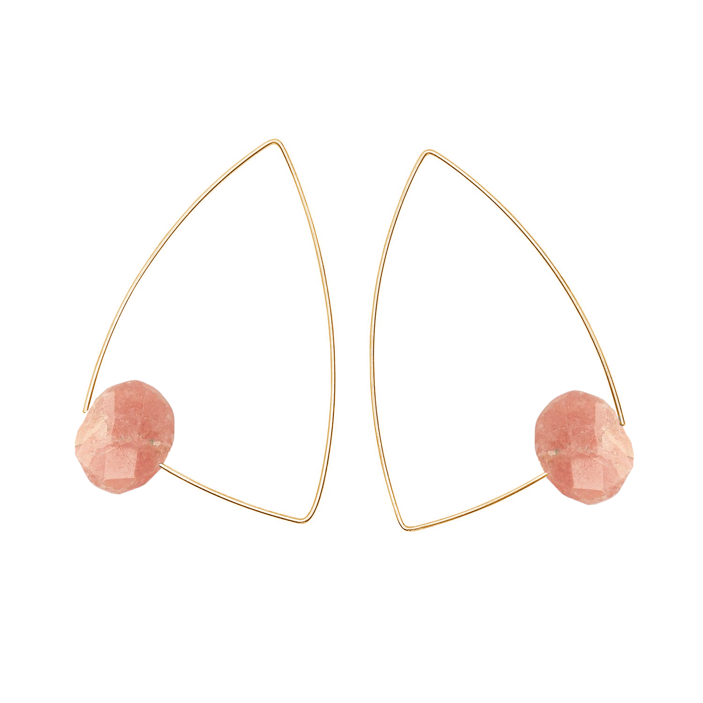 Large Triangle Earrings with hand-cut precious Gemstones