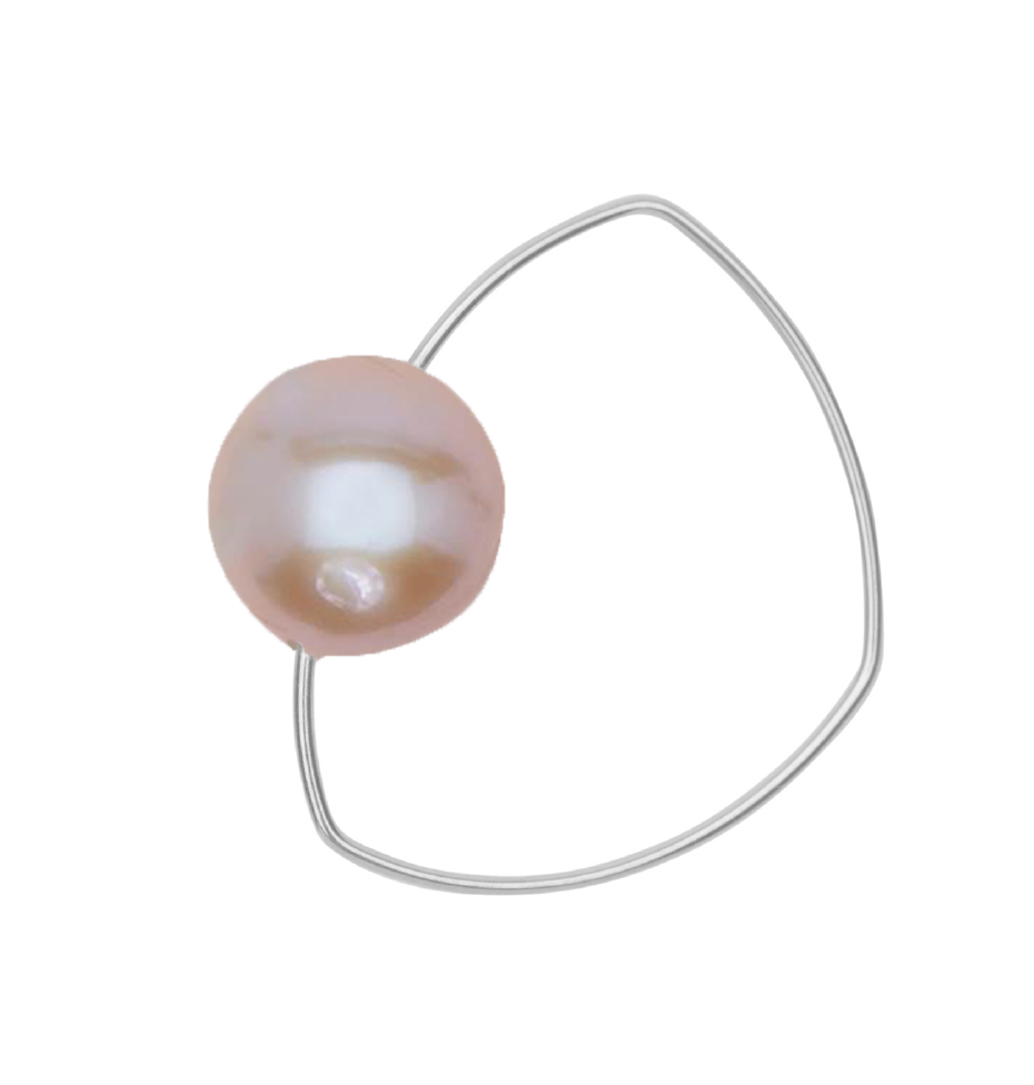 Triangle Ring with Peach Ripley Baroque or Freshwater Pearl (14mm)