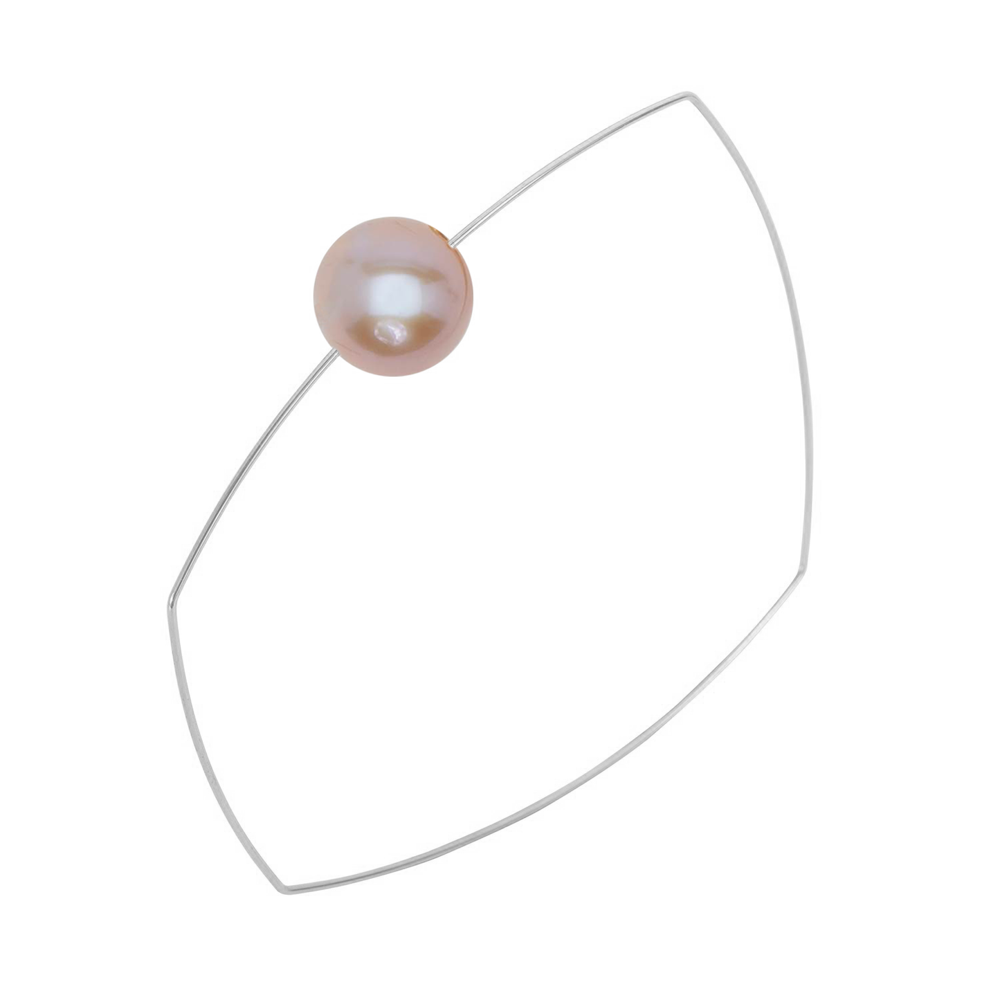 Square Bangle with Round Freshwater Pearl