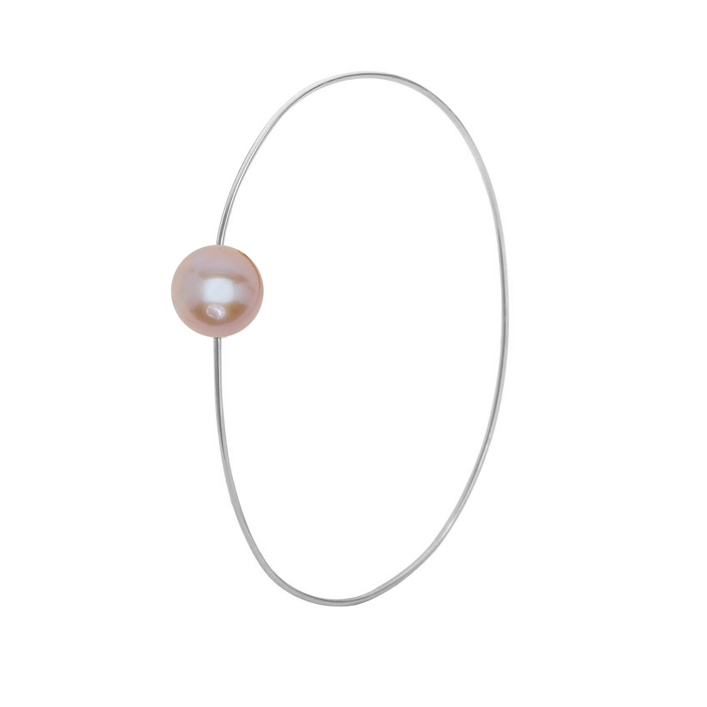 Oval Bangle with Round Freshwater Pearl