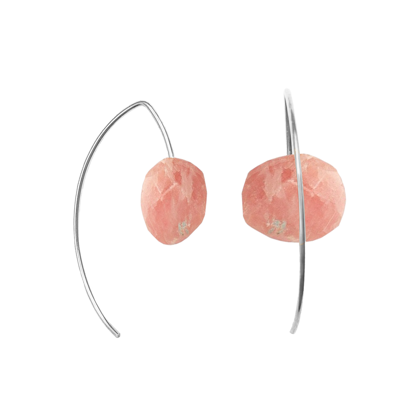 Short Curve Earrings with Hand-cut Precious Gemstones