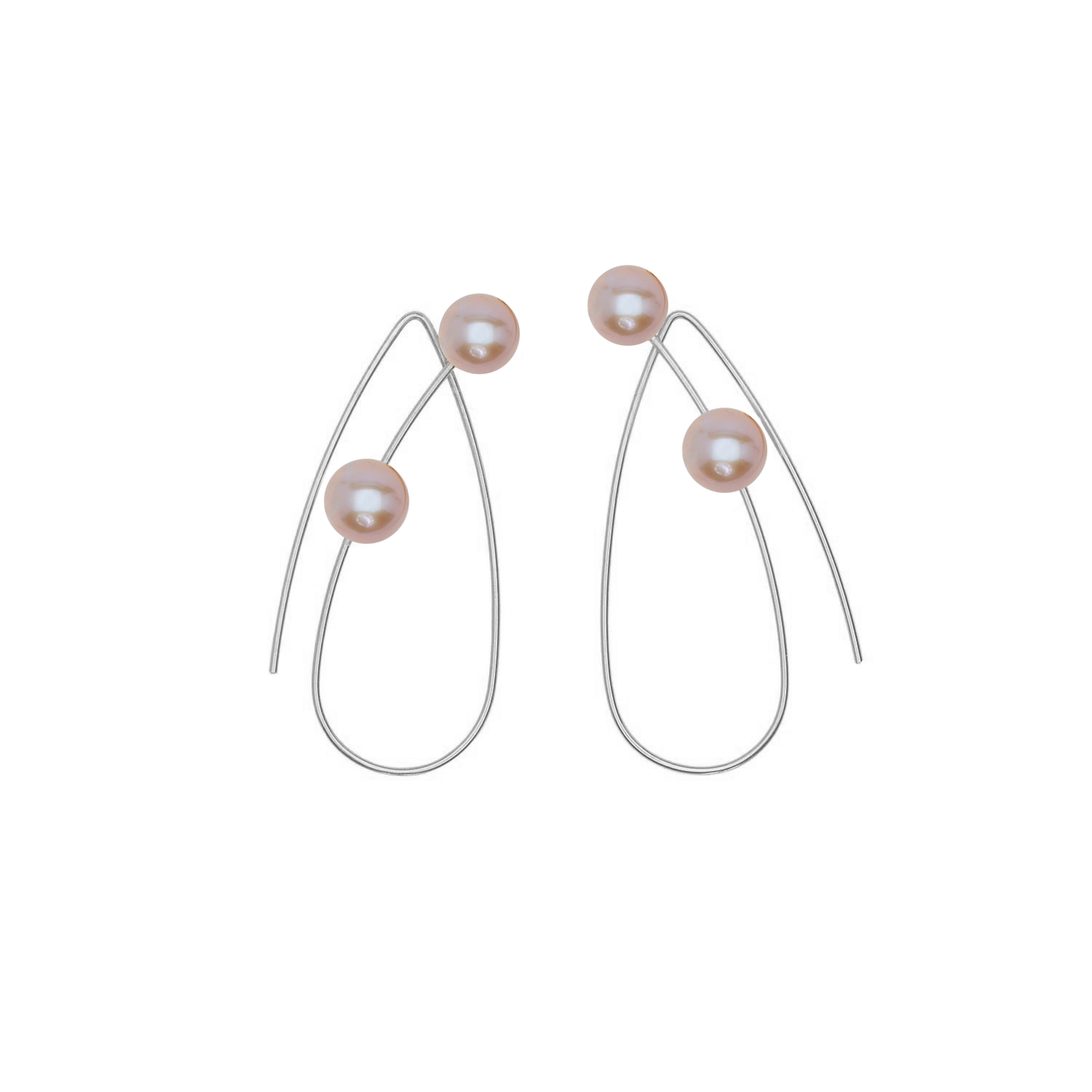 Pointed Loop Earrings with Round Freshwater Pearls