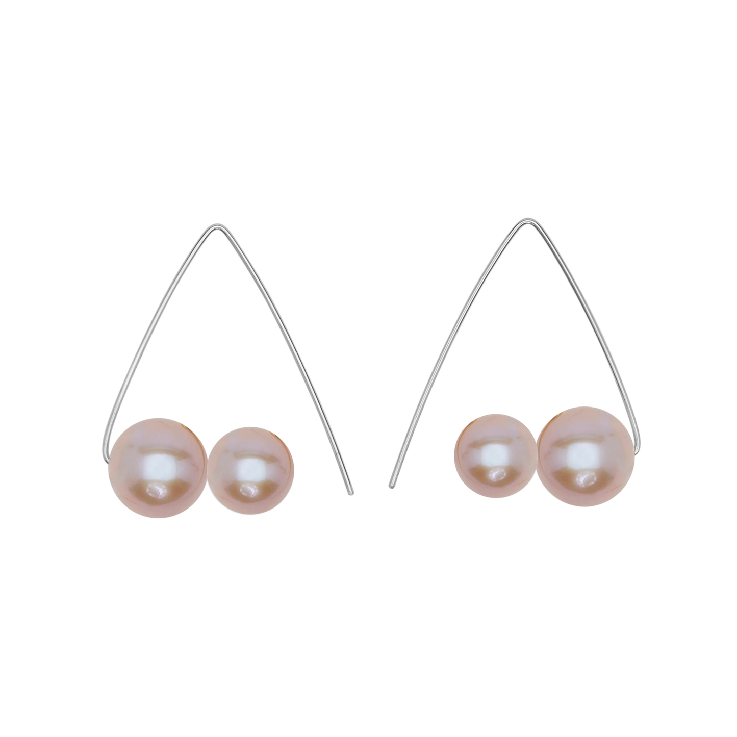 Petite Triangle Lobe Huggers with Round Freshwater Pearls (7mm, 9mm)