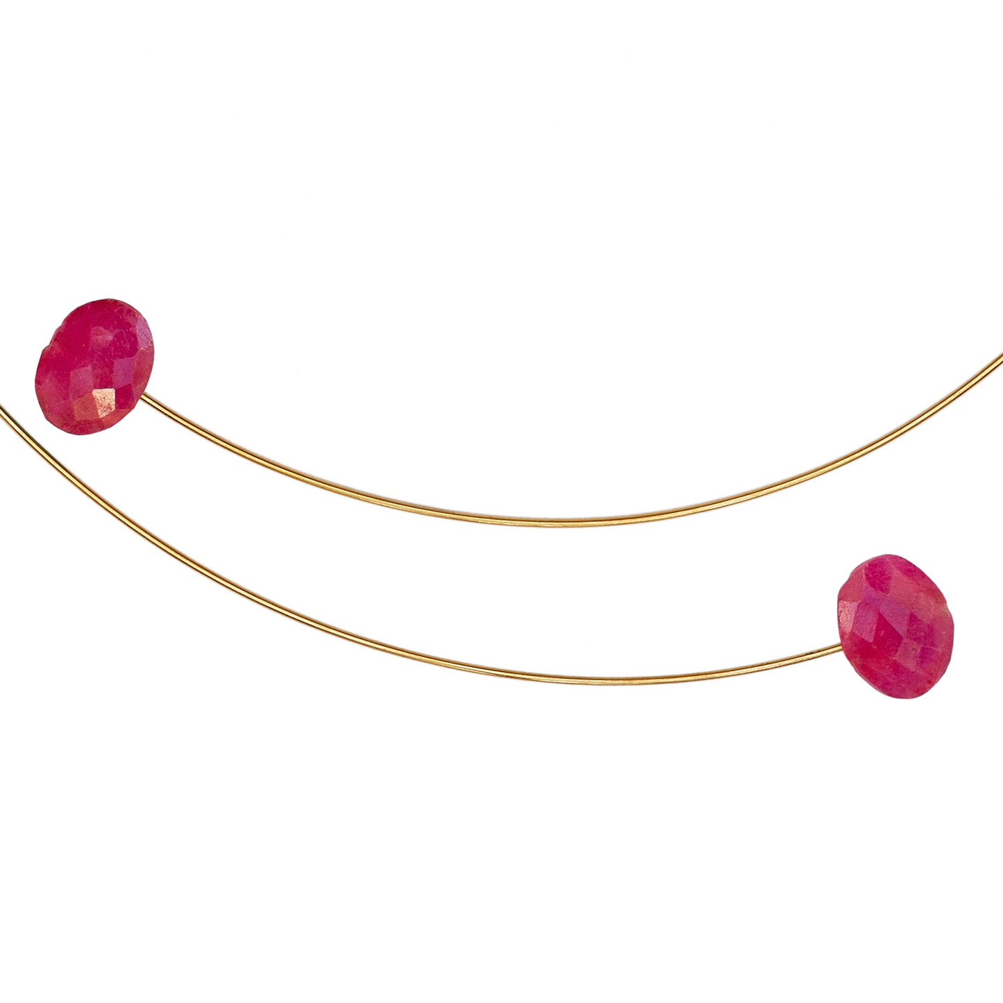 Asymmetric Neckwires with hand-cut gemstones