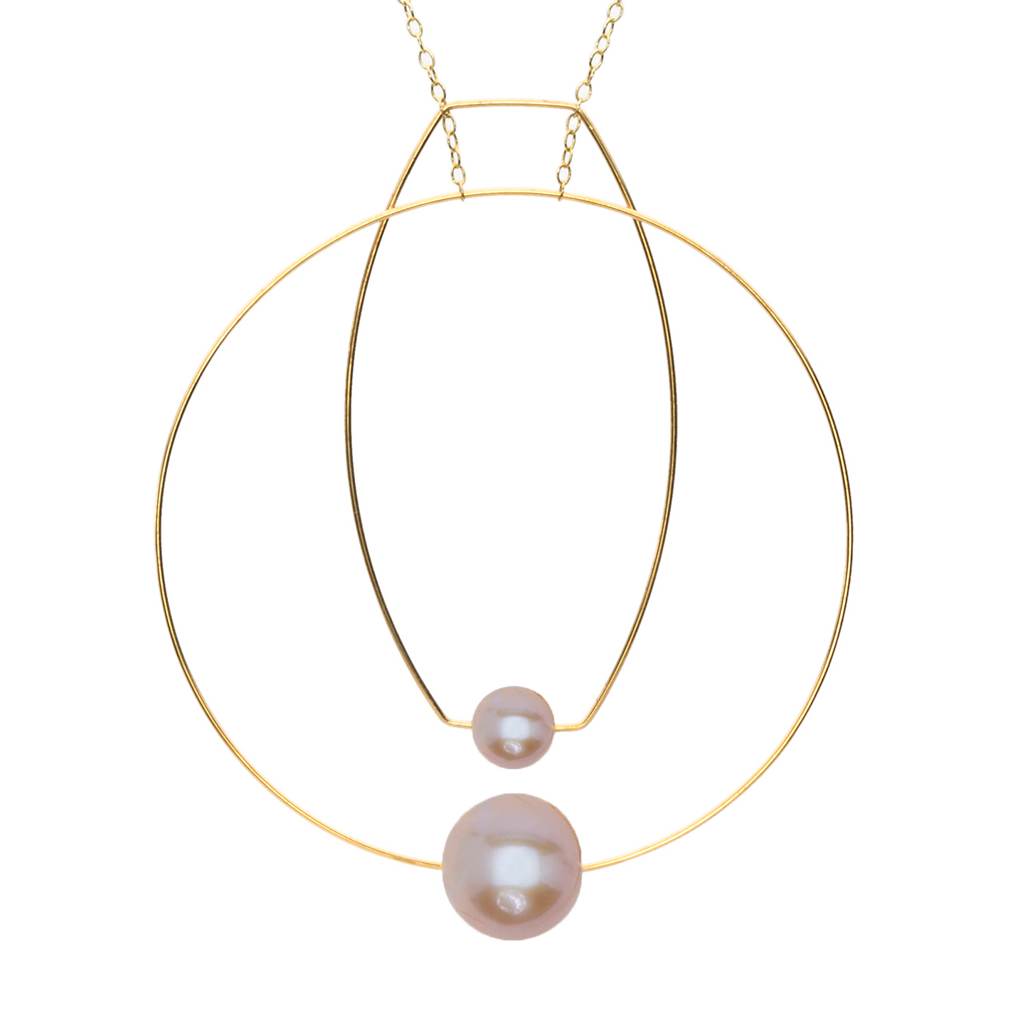 Multi Shape Necklace with Round Freshwater Pearls