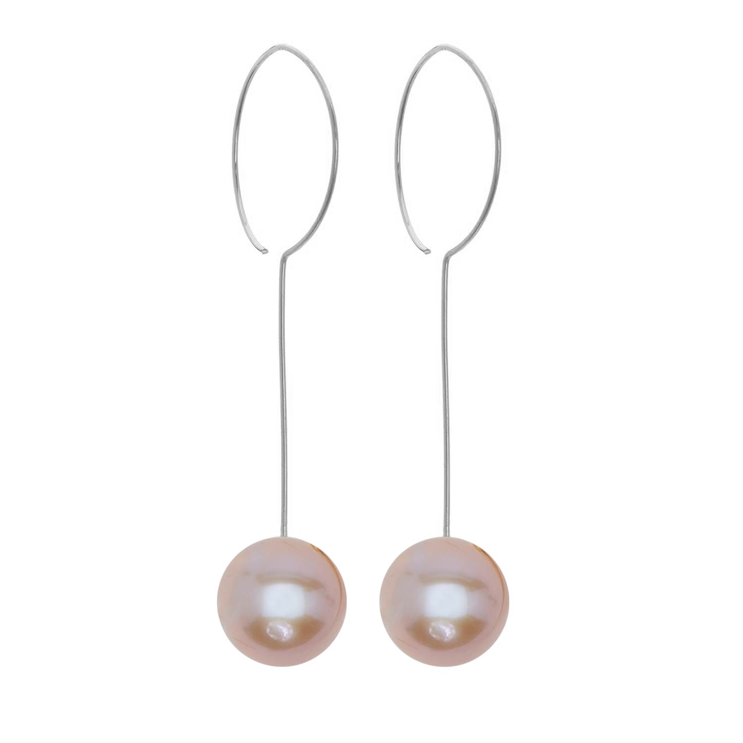 Long Drop Earrings with Round Freshwater Pearls (12mm)