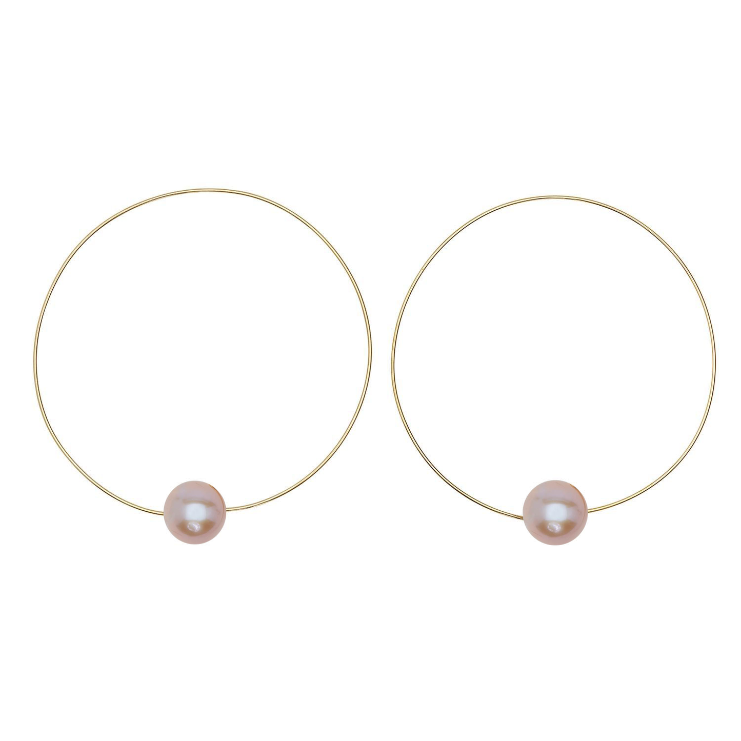 Medium Round Grey Hoops with Round Freshwater Pearls