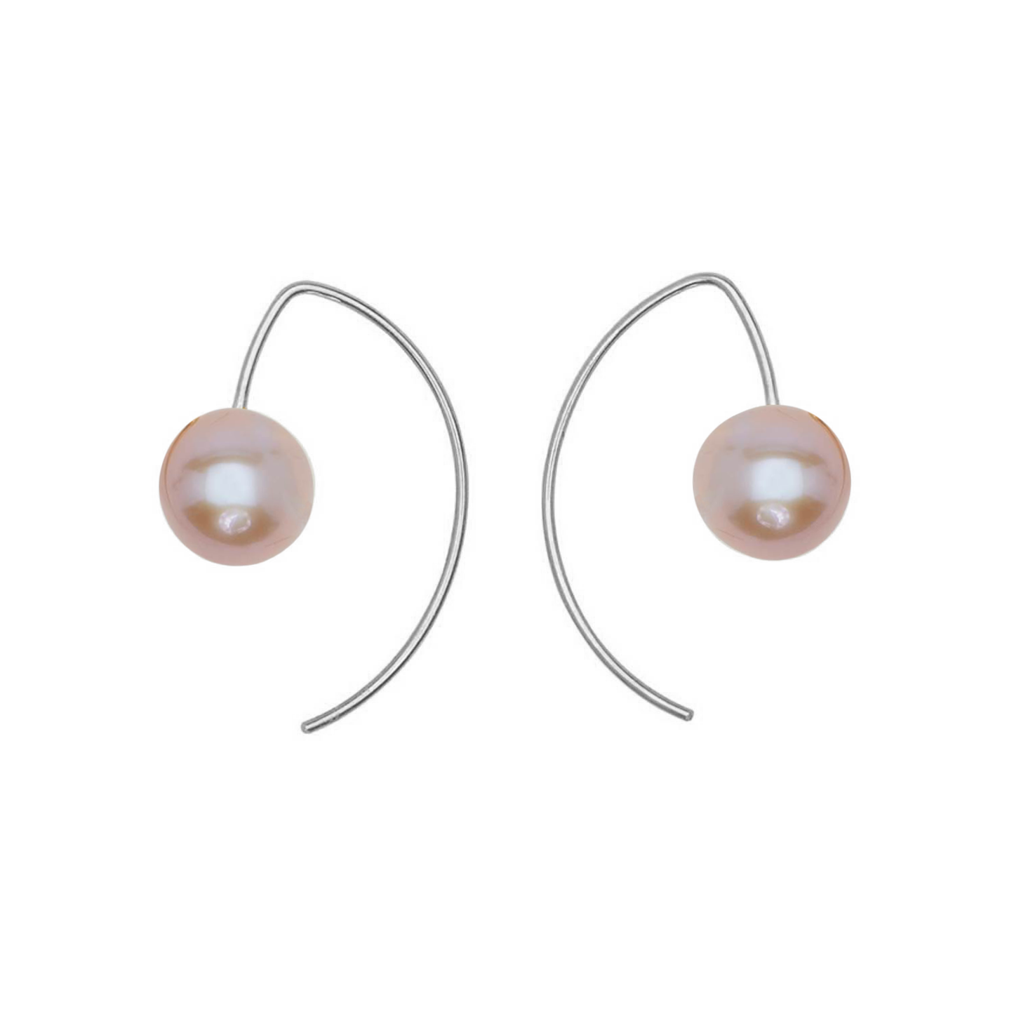 Lobe Huggers, Short Curve Earrings with White Pearls
