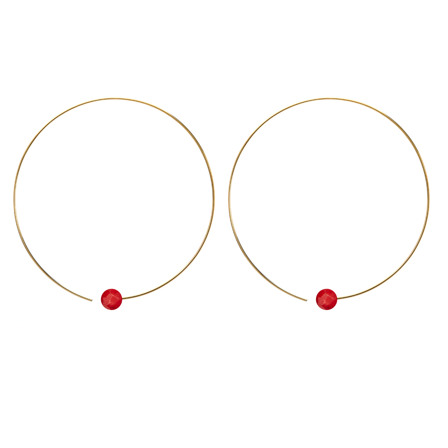 Extra Small Hoops with Round Gemstone Beads