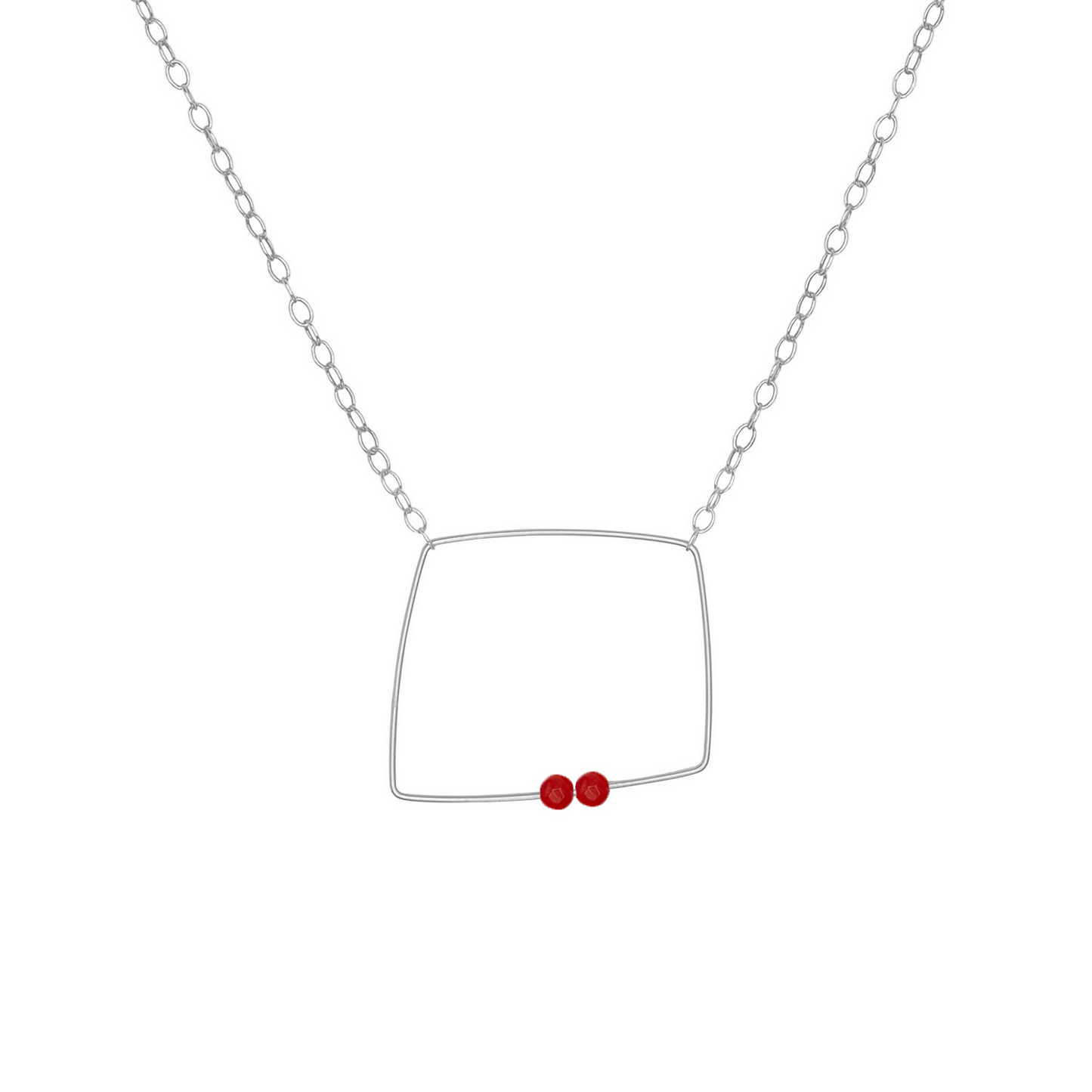 Small Square Pendant Necklace with choice of Round Gemstone Beads