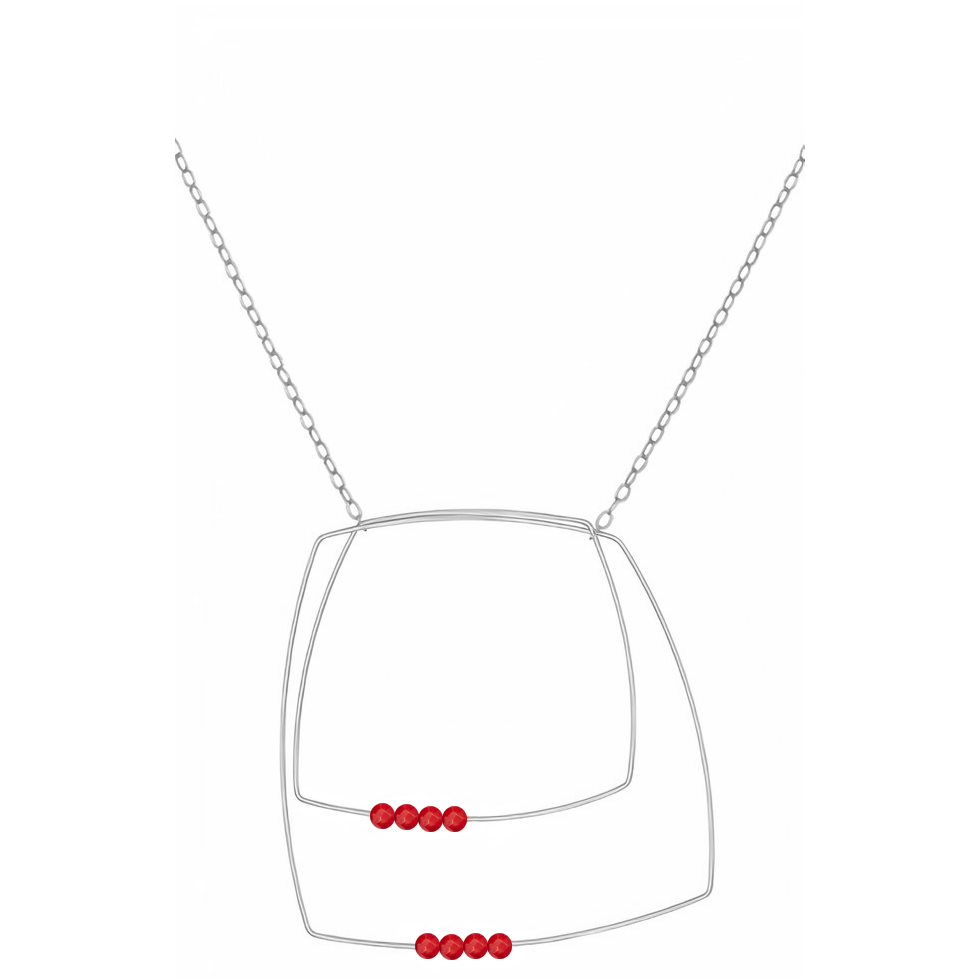 Multi Shape Pendant Necklace with Round Gemstones Beads