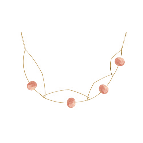 pink gemstone necklace gold