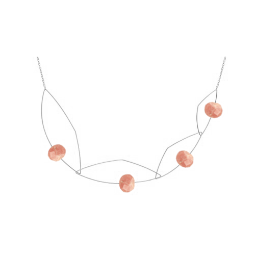 pink gemstone necklace silver 