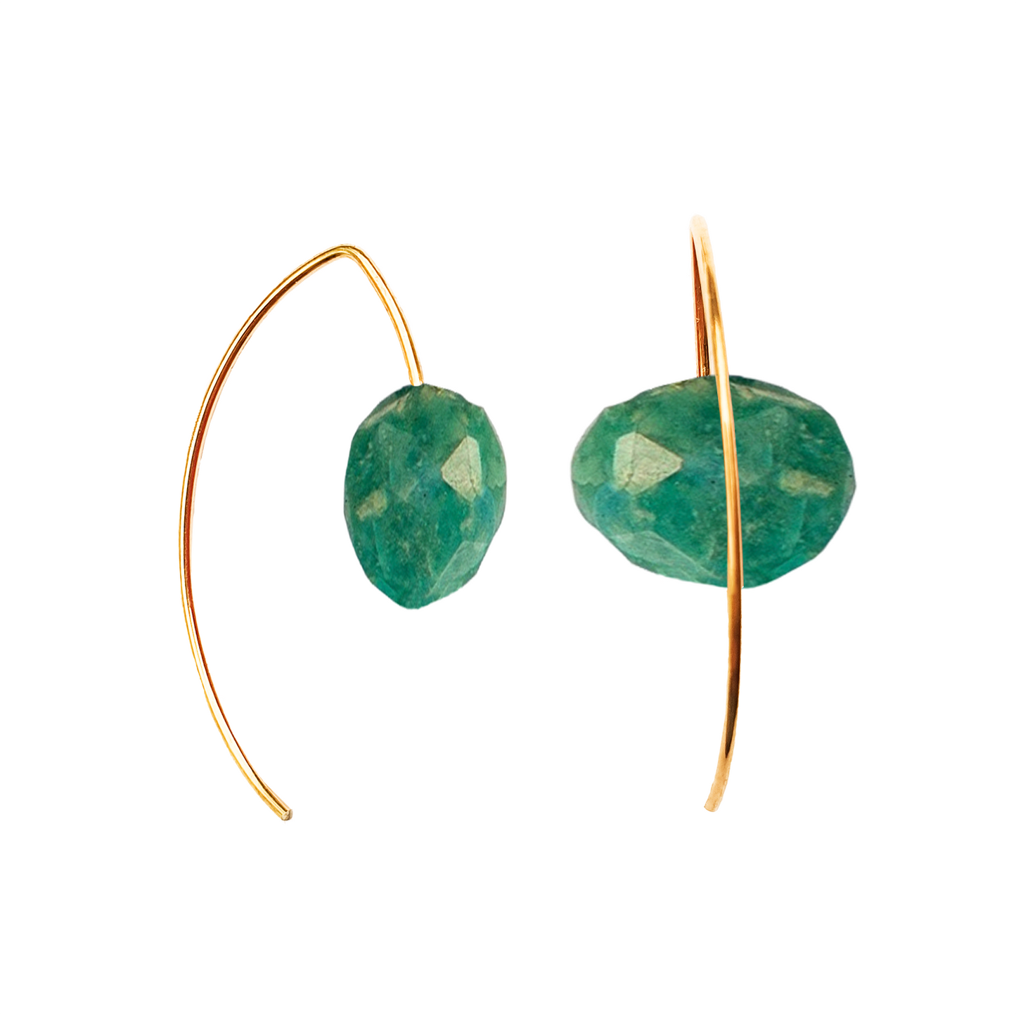 Short Curve Earrings with Hand-cut Precious Gemstones