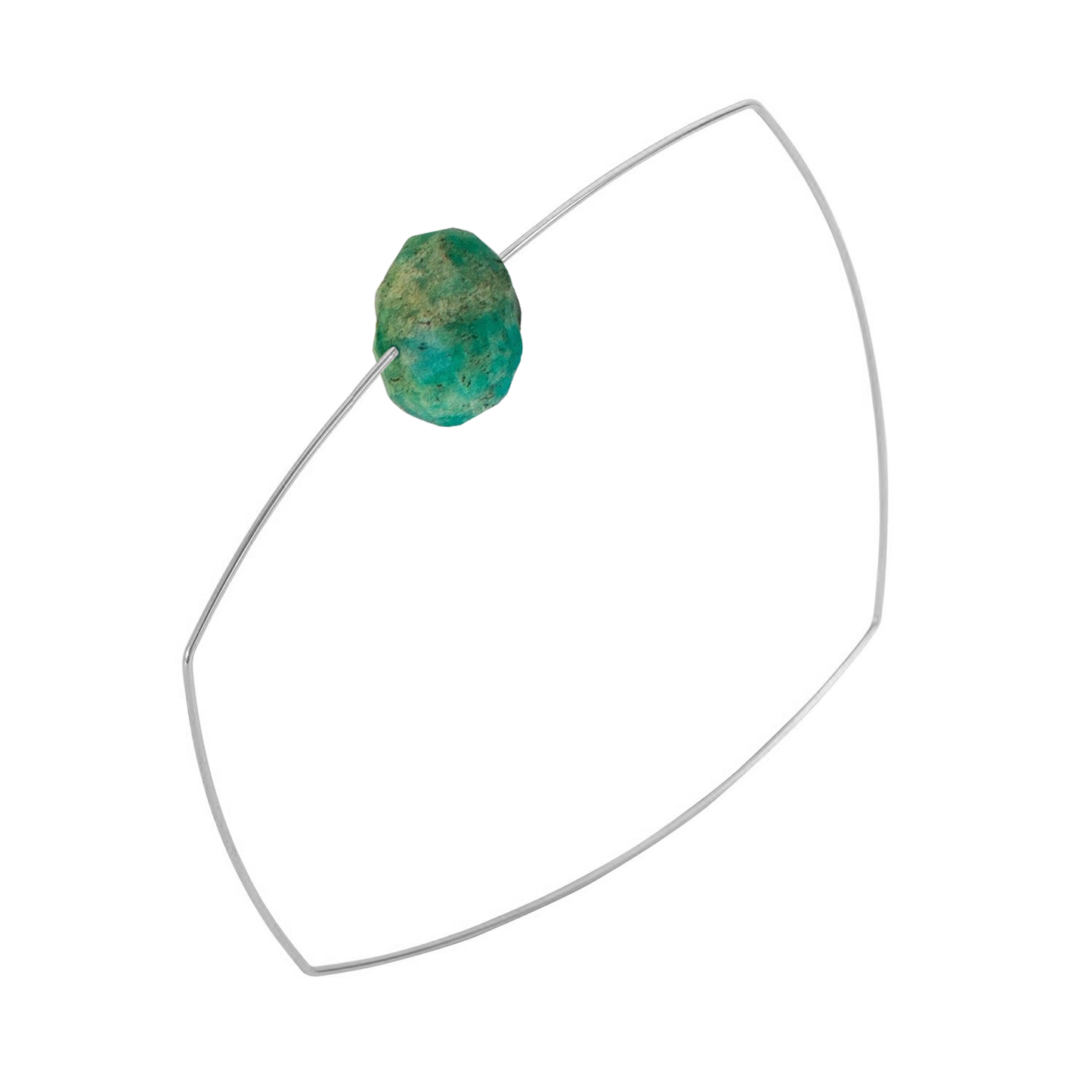 Square Bangle with hand-cut precious gemstones