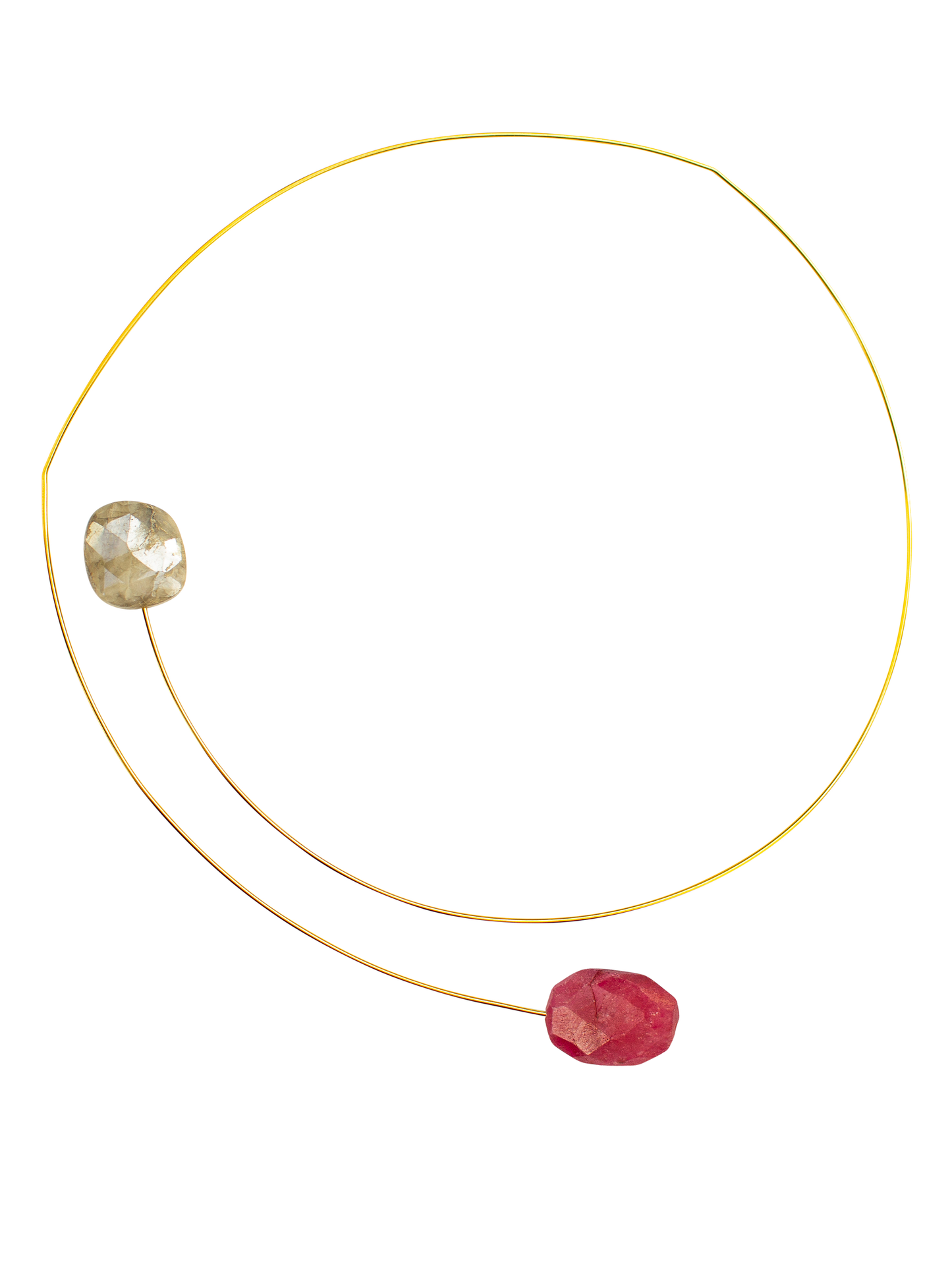 Asymmetric Neckwire with Ruby Corundum and Sapphire