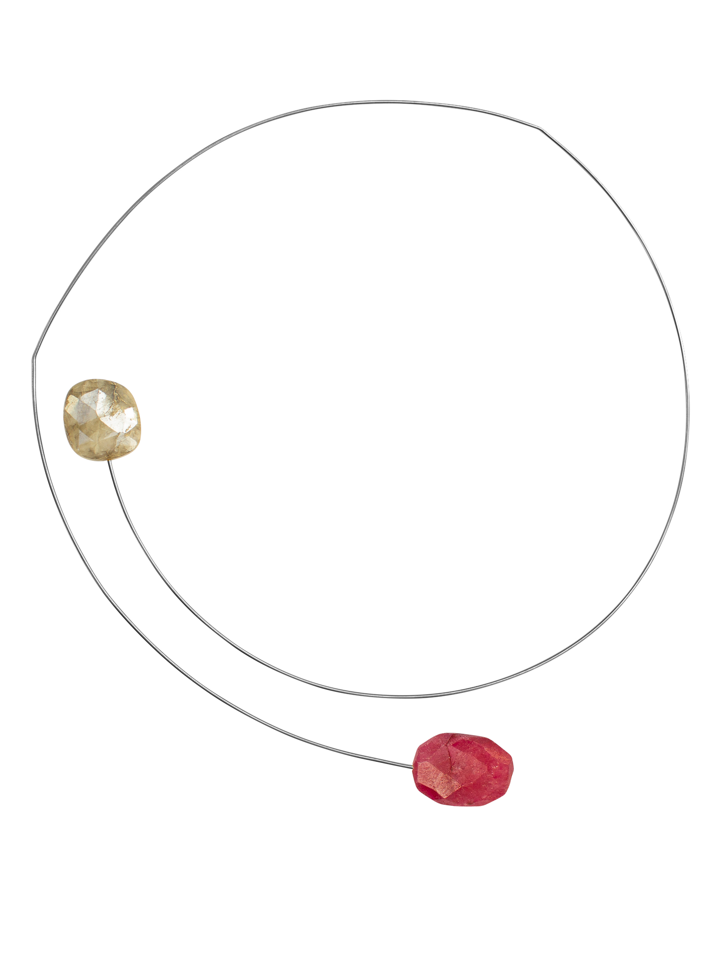 Asymmetric Neckwire with Ruby Corundum and Sapphire