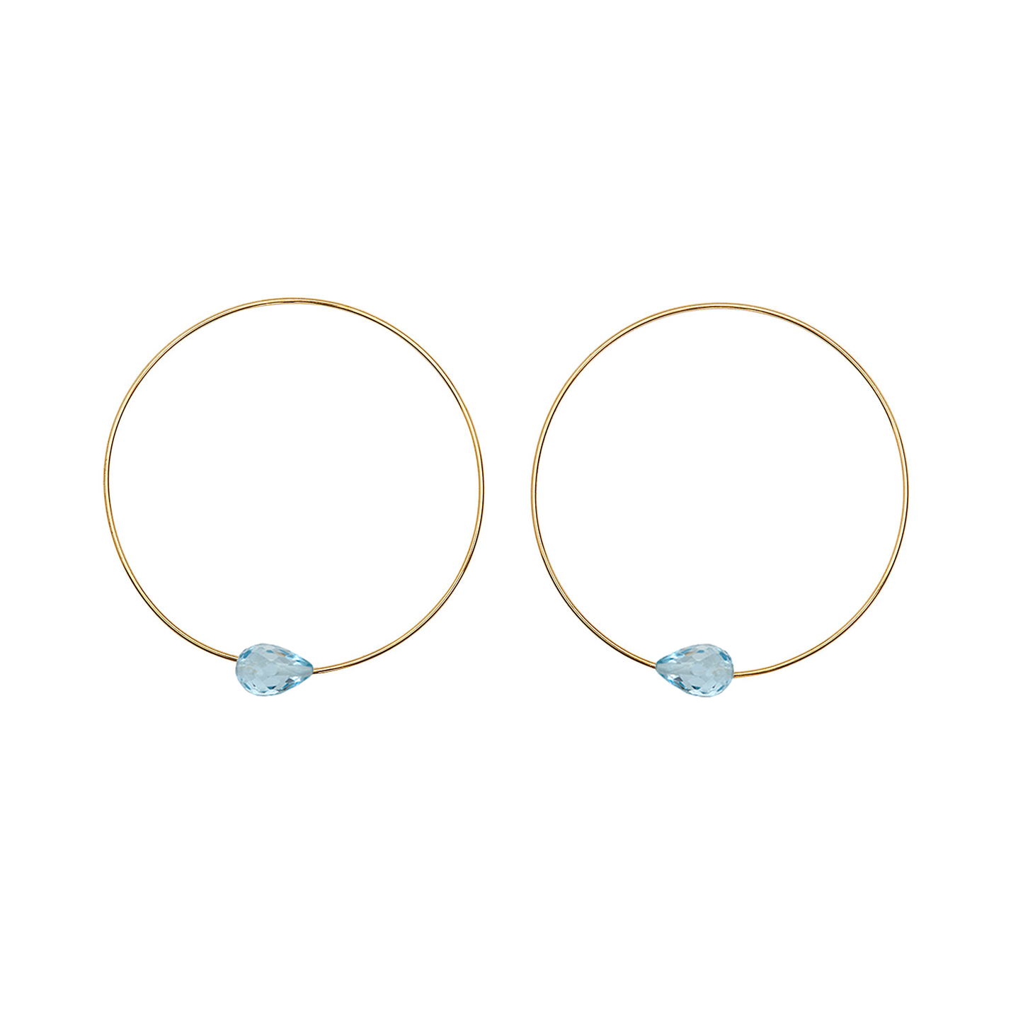 Small Round Hoops with Drop Gems