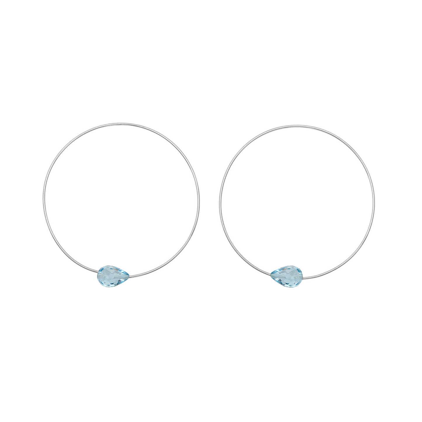 Small Round Hoops with Drop Gems