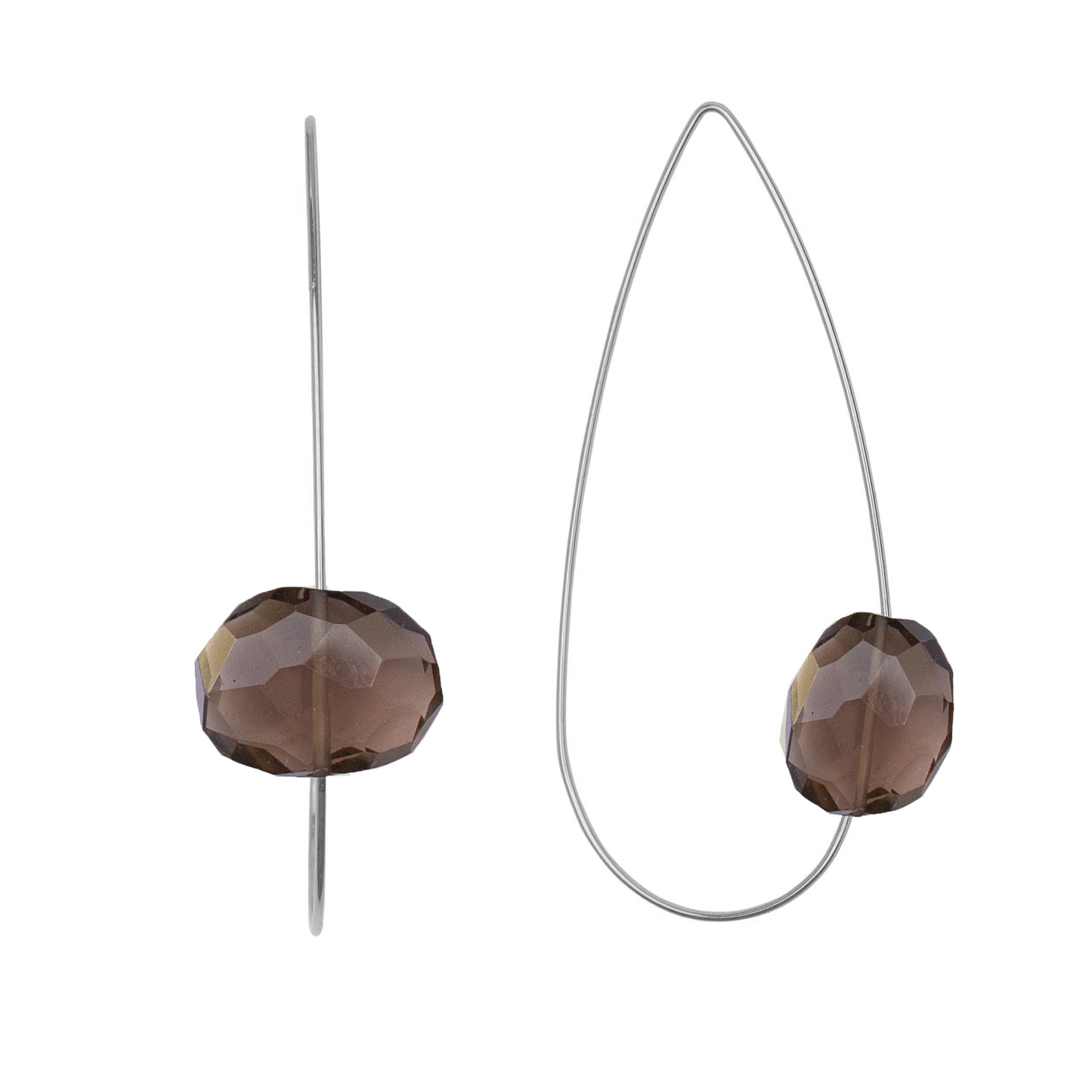 Pointed Drop Earrings with Gemstones - marvellous metallic & neutral colours
