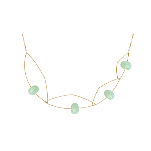 soft blue green amazonite gemstone necklace gold