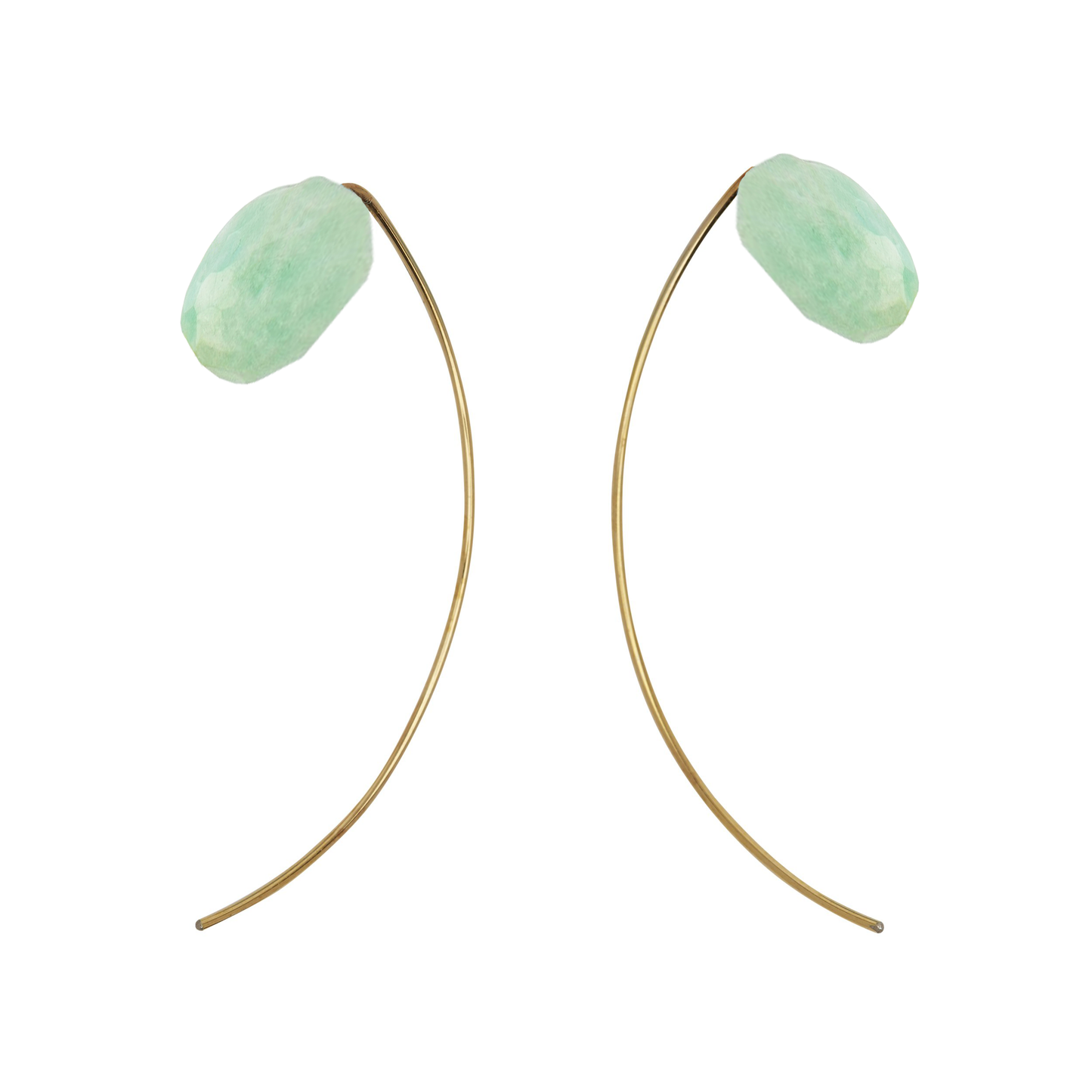 Long Curve Earrings with hand-cut precious gems