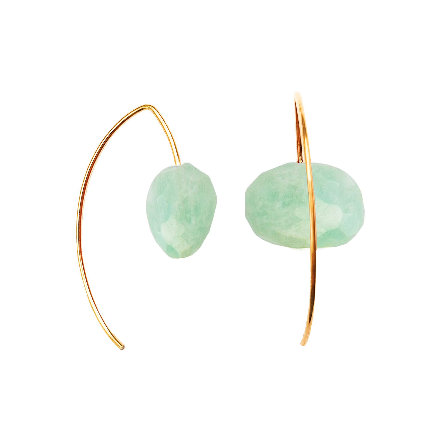 Short Curve Earrings with Hand-cut Precious Gemstones