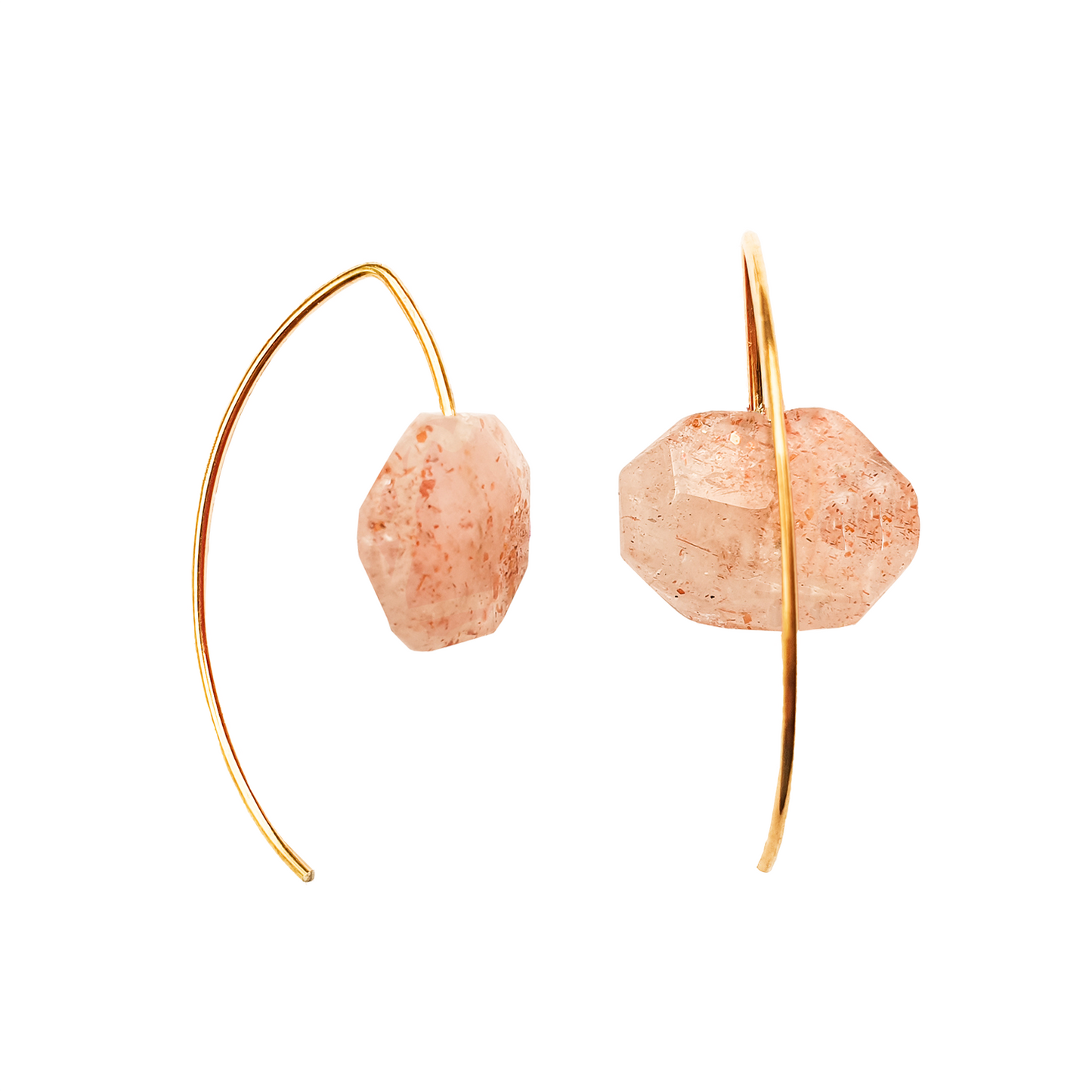 Short Curve Earrings with Hand-cut Precious Gemstones