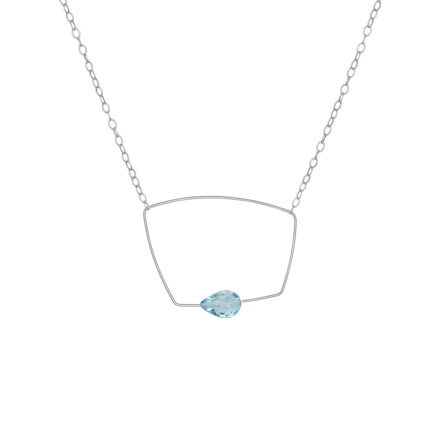 Asymmetric Square Pendant Necklace with hand-cut Gemstones