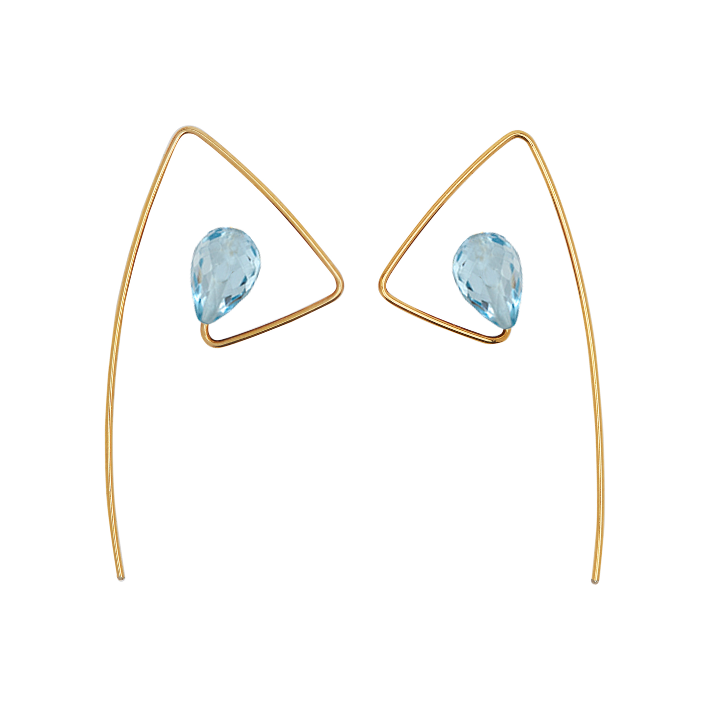 Medium Triangle Twist Earrings with Drop Gems