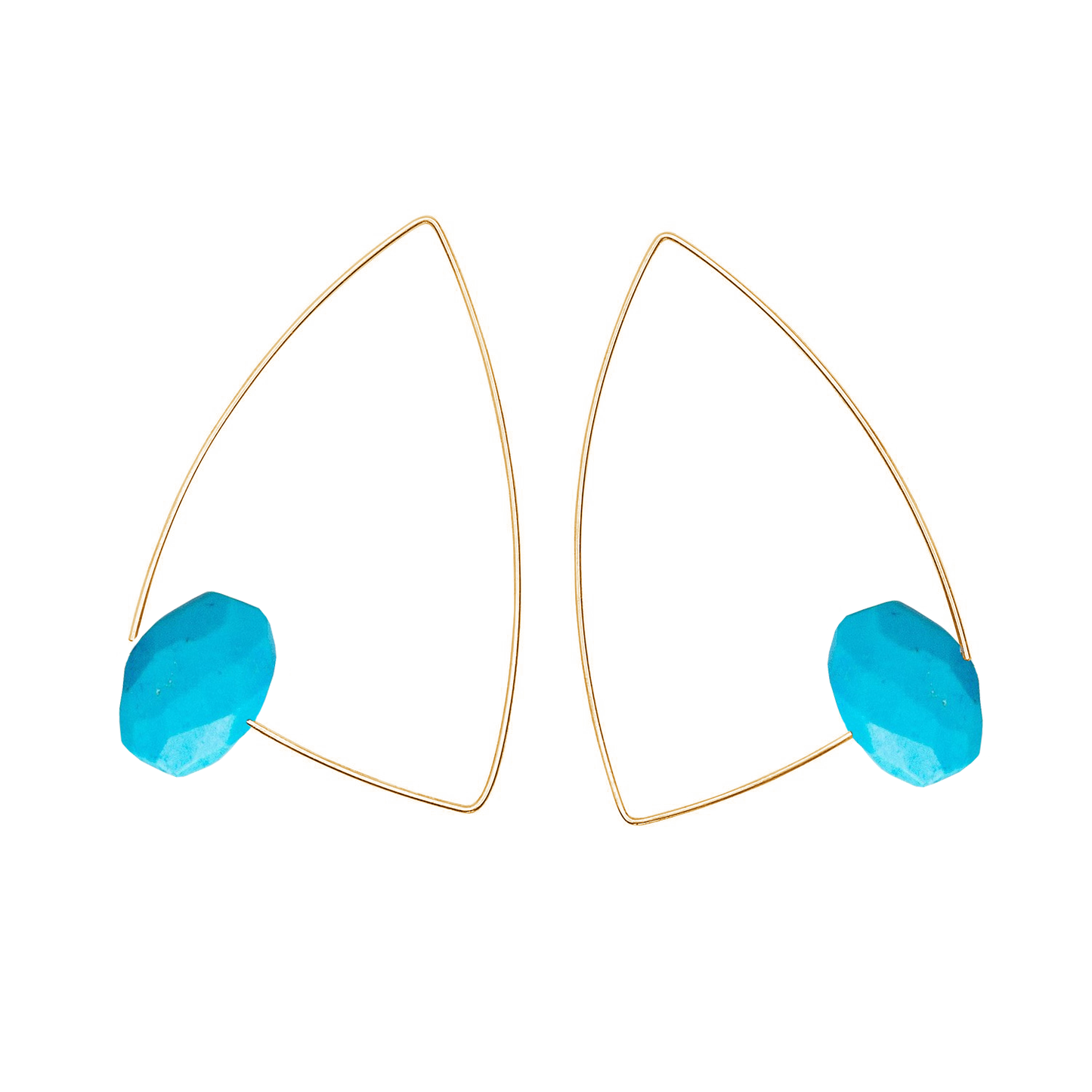 Large Triangle Earrings with hand-cut precious Gemstones