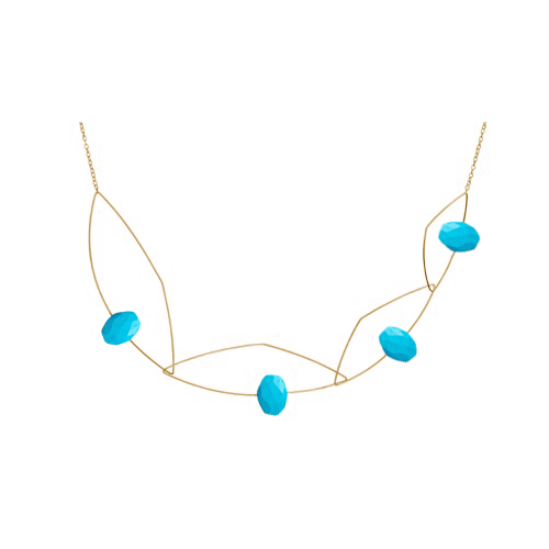 blue turquoise gemstone necklace gold