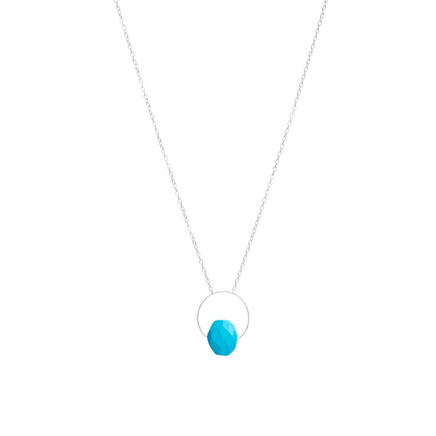 Petite Circle Pendant Necklace with hand-cut precious gem options