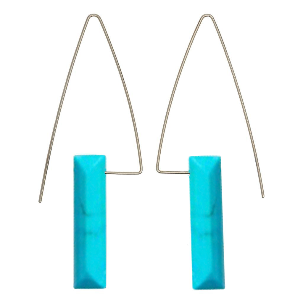 Tall Triangle Earrings with Gemstones