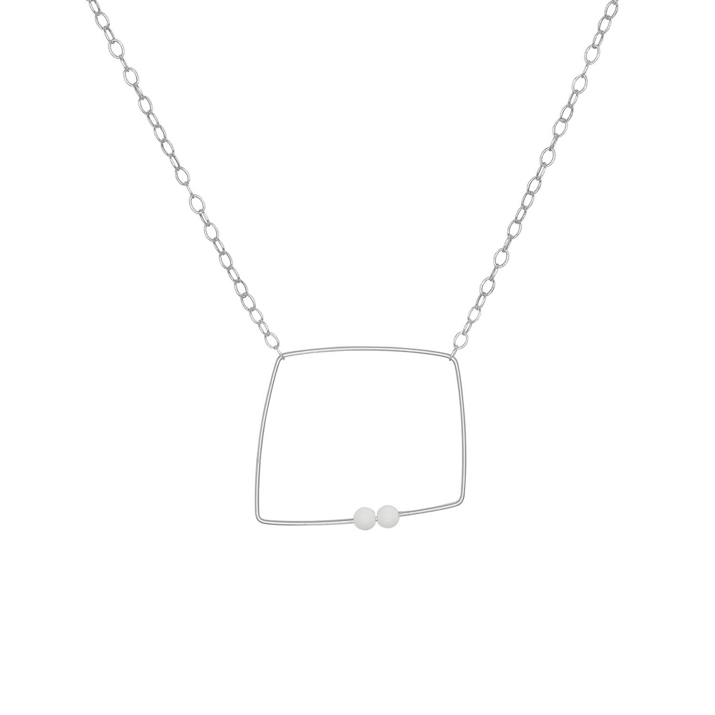 Small Square Pendant Necklace with choice of Round Gemstone Beads